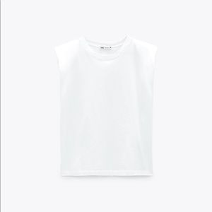 New Zara white shoulder pad shirt